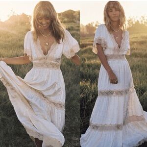 Spell Ocean Gown Ivory Lace Maxi Dress